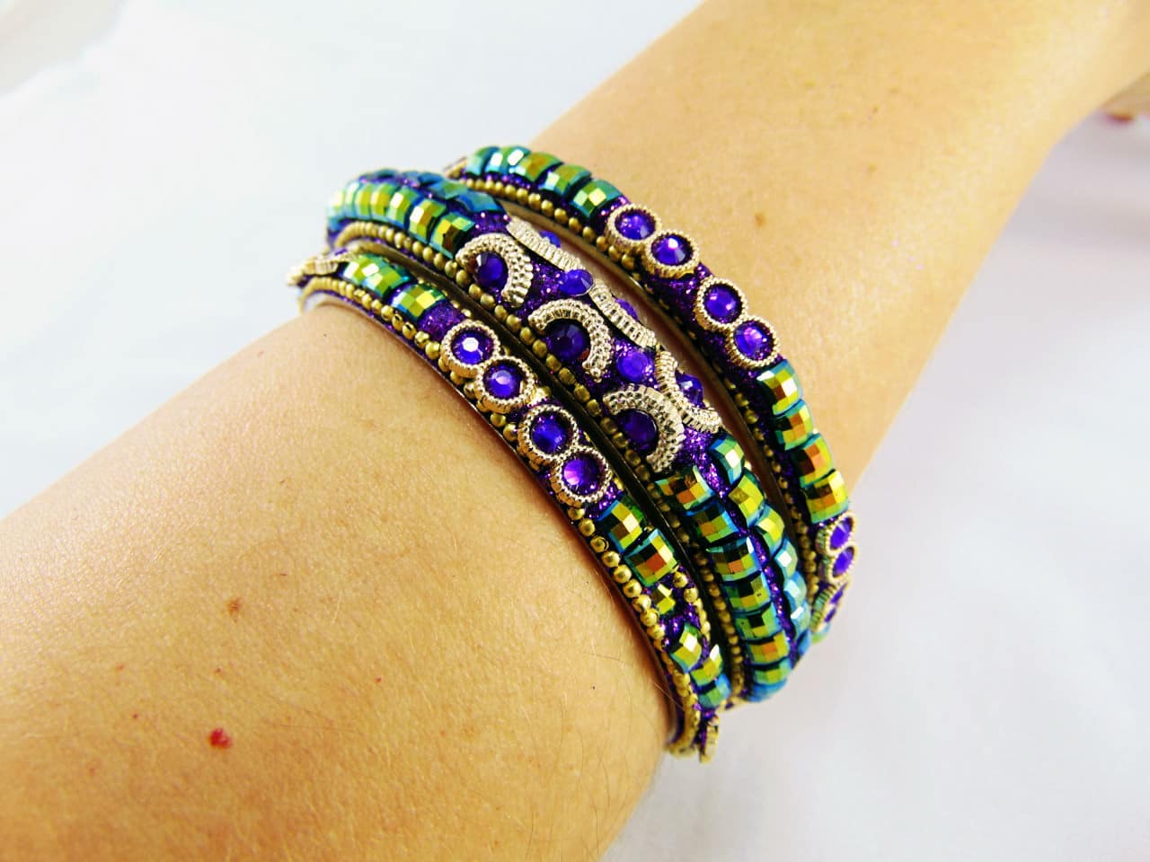 Jogo de 3 pulseiras roxas