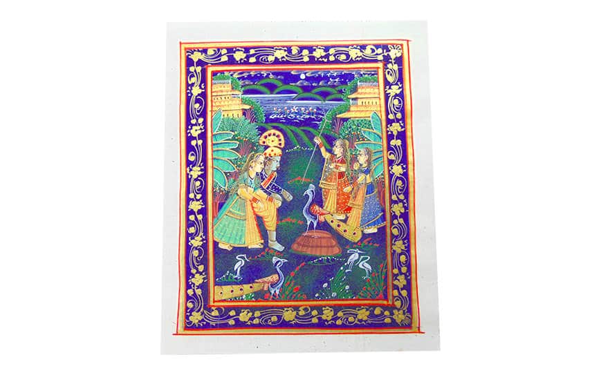 Pintura clássica Rajasthani em seda