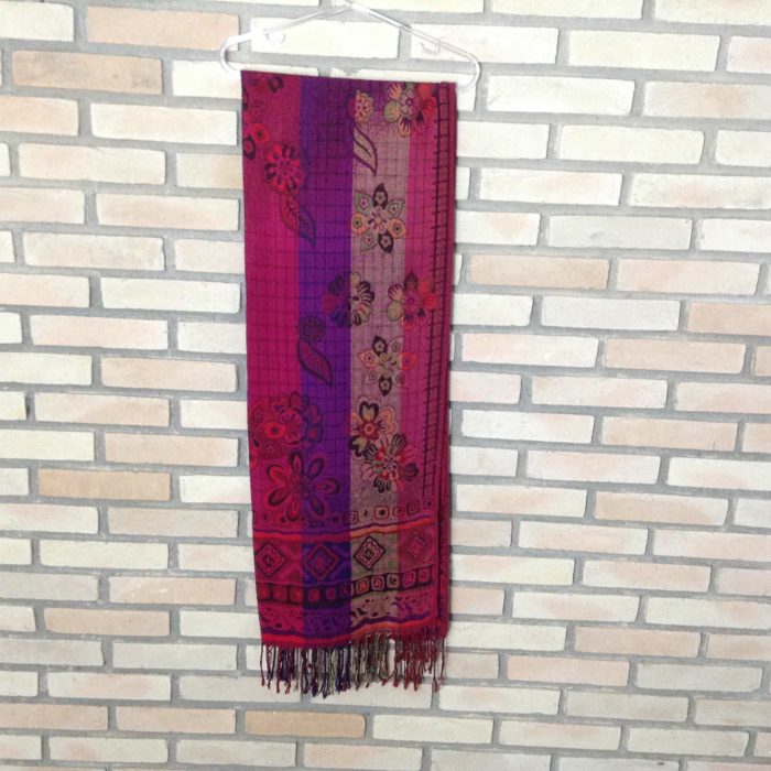 Manta indiana de lã dupla face (retangular) - roxo e pink