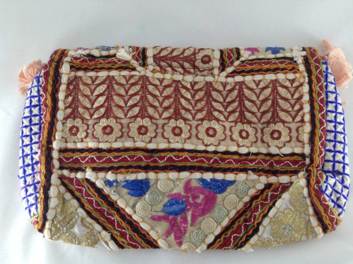 Bolsa indiana banjara 100% bordada a mão rosa