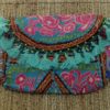 Bolsa indiana banjara 100% bordada a mão turquesa