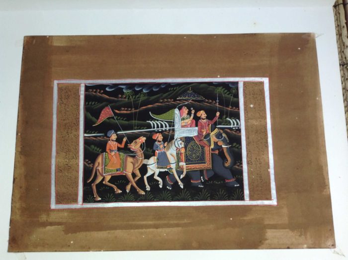 Pintura Rajasthani em papel - montaria