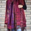 Manta indiana de lã dupla face (retangular) - roxo e pink