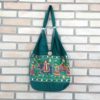 Bolsa indiana estilo saco com bordado de elefante (cor verde)