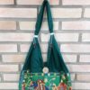 Bolsa indiana estilo saco com bordado de elefante (cor verde)