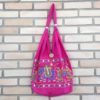 Bolsa indiana estilo saco com bordado de elefante (cor pink)