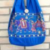 Bolsa indiana estilo saco com bordado de elefante (cor azul)