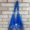 Bolsa indiana estilo saco com bordado de elefante (cor azul)