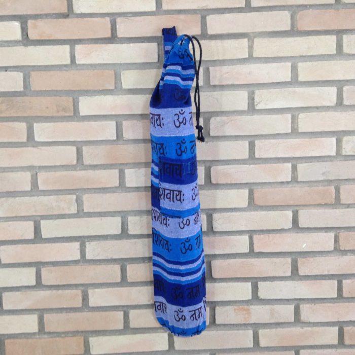 Porta mat indiano para Yoga -  estampa de OM (tons de azul)
