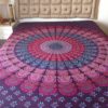 Panô indiano de algodão - Estampa de mandala floral cores quentes  (225 cm x 200 cm)