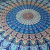 Panô indiano de algodão - Estampa de mandala floral cores frias  (2.30 m x 2.10 m)