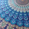 Panô indiano de algodão - Estampa de mandala floral cores frias  (2.30 m x 2.10 m)