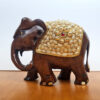Elefante indiano de madeira com incrustações douradas 16 cm