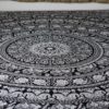 Panô indiano de algodão - Estampa de mandala preto e branco  (2.30 m x 2.10 m)