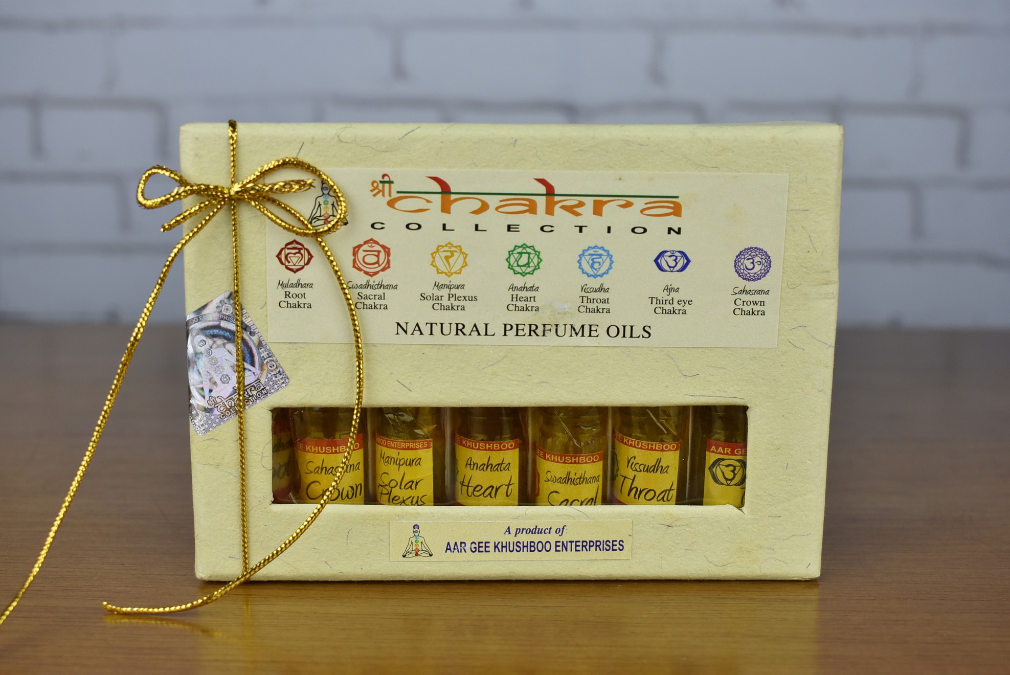 Conjunto de 7 óleos indianos naturais perfumados: Chakra Collection