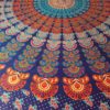 Panô indiano de algodão - Estampa de mandala floral coral e azul  (2.30 x 2.10 m)