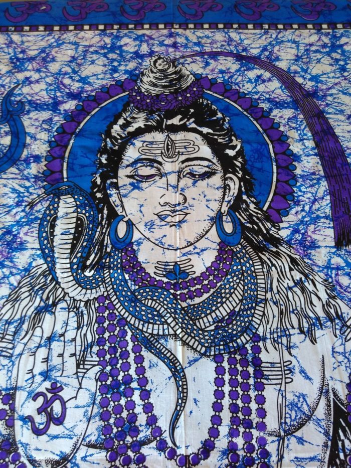 Panô indiano de algodão (colcha) - Estampa de Shiva (2.40 m x 2.10 m)