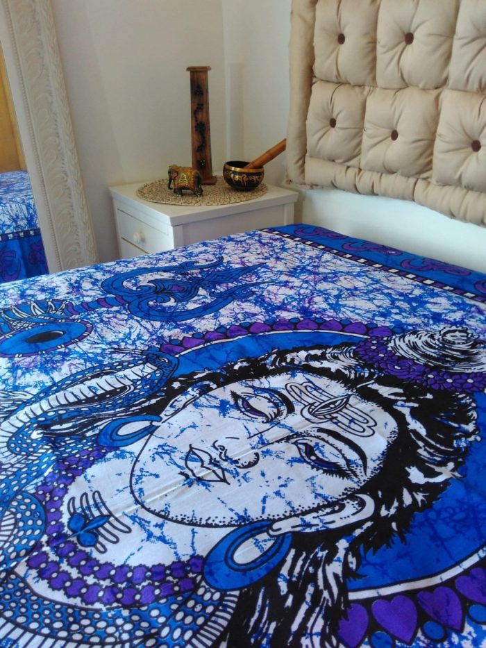 Panô indiano de algodão (colcha) - Estampa de Shiva (2.40 m x 2.10 m)