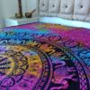 Panô indiano de algodão (colcha) - Estampa de mandala e elefantes (2.05 m x 1,30 m)