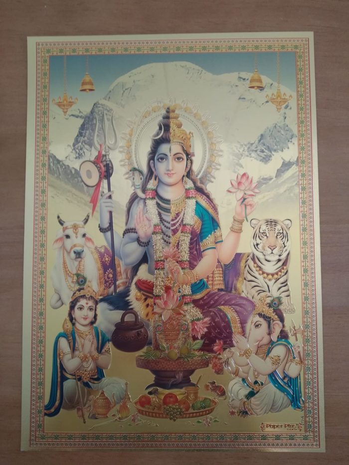 IMG_20190223_122959 Folha laminada dourada para enquadrar e pendurar - Ardhanarishvara (30 x 21 cm)