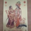 Folha laminada dourada para enquadrar e pendurar - Radha e Krishna (30 x 21 cm)