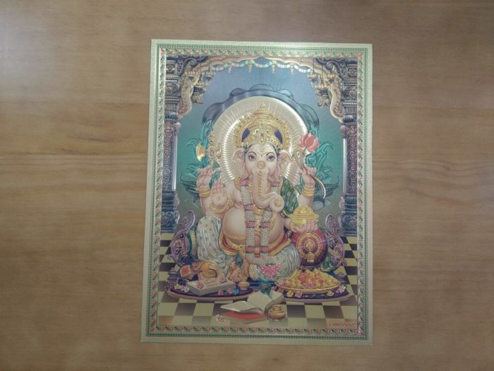 Folha laminada dourada para enquadrar e pendurar - Ganesha II (40 x 31 cm)