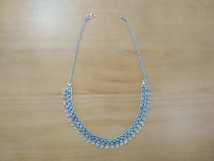 Colar indiano de prata alemã estilo tribal slim III