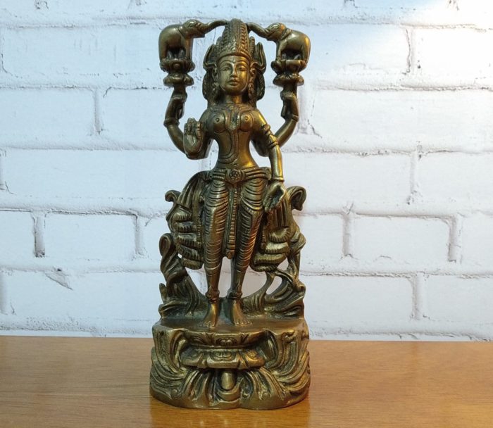 Estátua indiana da Deusa Lakshmi em bronze 21 cm