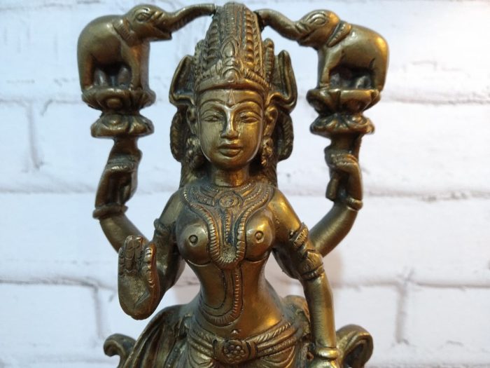 Estátua indiana da Deusa Lakshmi em bronze 21 cm