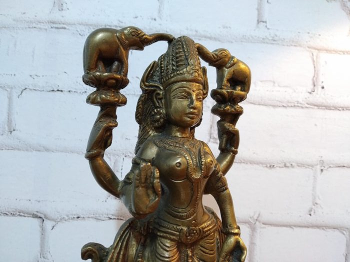 Estátua indiana da Deusa Lakshmi em bronze 21 cm