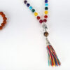 Japamala de sementes de Rudraksha 6mm com os 7 chakras (meru ocre e berloque de Buda)