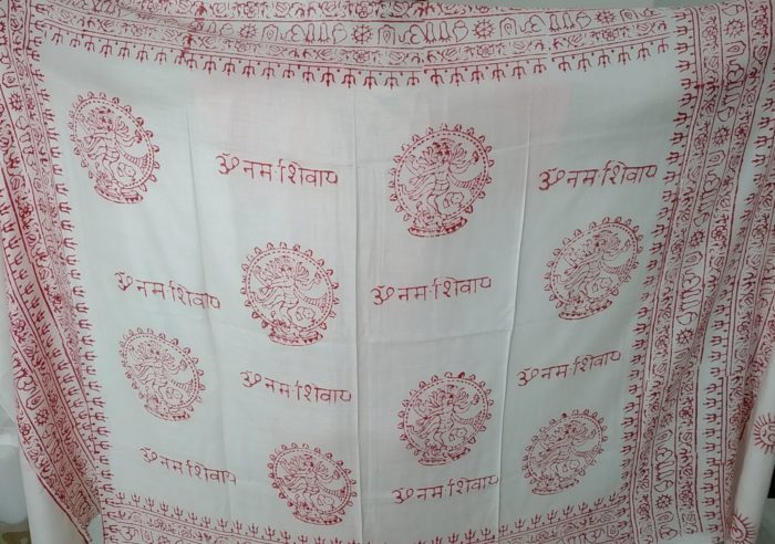 Chadar indiano (manto de oração) de Shiva Nataraja branco