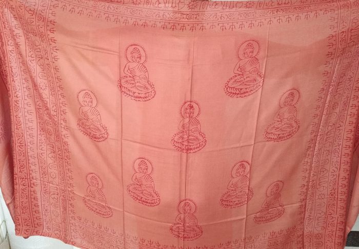 Chadar indiano (manto de oração) de Buda - cor Laranja Telha
