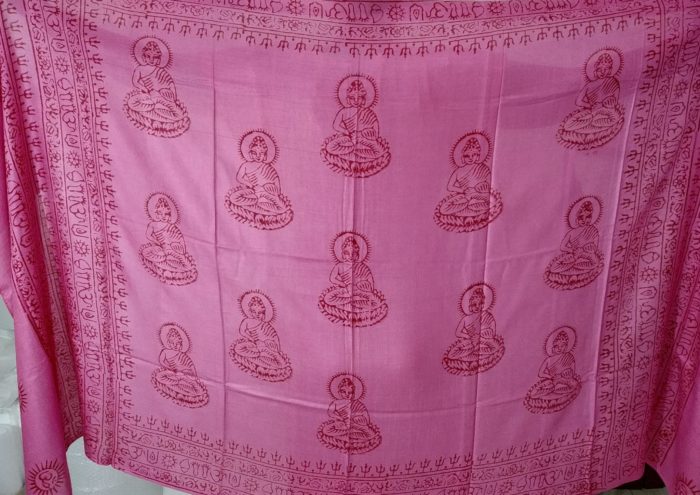 Chadar indiano (manto de oração) de Buda - rosa