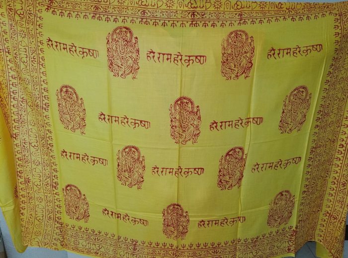 Chadar indiano (manto de oração) de Ganesha amarelo