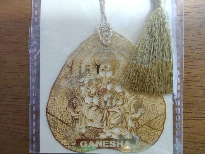 Marcador de página indiano de metal Ganesha na folha2