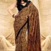 Sari indiano de seda com estampa de arabescos tons terrosos