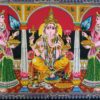 Painel grande clássico de deidade hindu paisagem - Ganesha em banquete