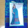 Sari indiano com estampa de arabescos - verde água e azul