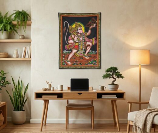 Painel grande clássico de deidade hindu paisagem - Hanuman