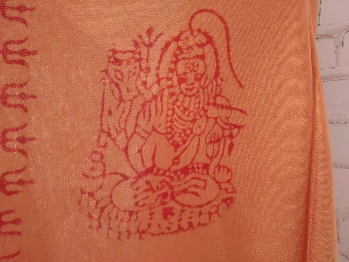 Chadar indiano (manto de oração) de Krishna laranja telha