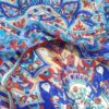 Lenço indiano de seda 100% estampado de elefantes azul