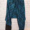 Echarpe indiana dupla face algodão com viscose estampa de OM azul