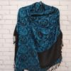 Echarpe indiana dupla face algodão com viscose estampa de OM azul