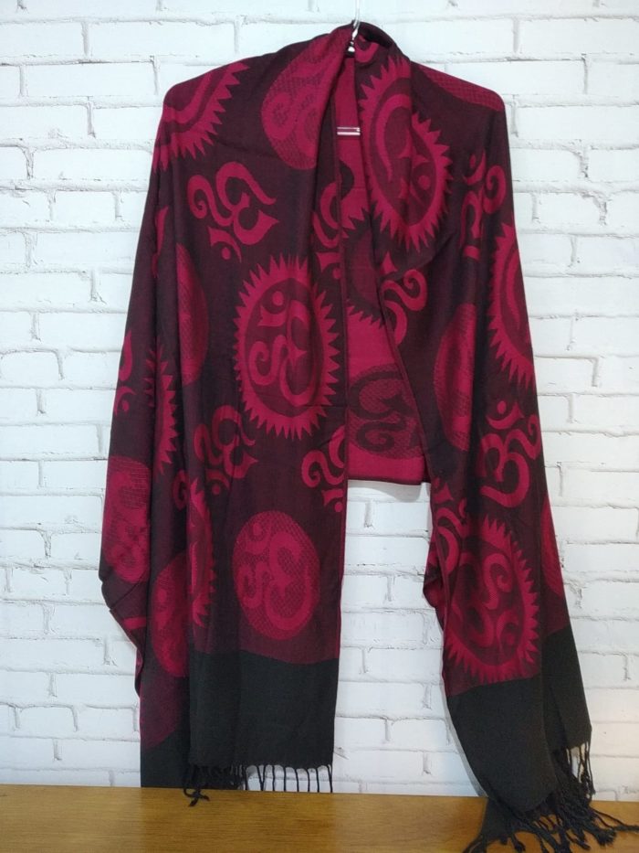 Echarpe indiana dupla face algodão com viscose estampa de OM Pink