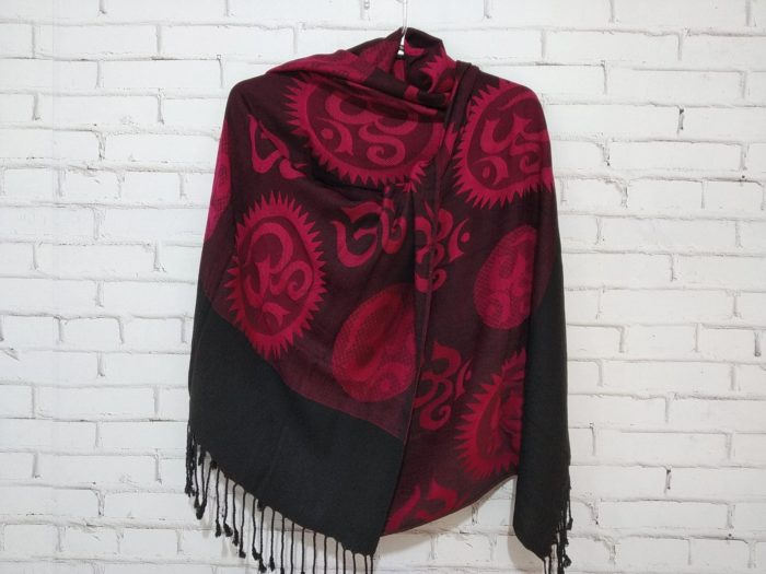 Echarpe indiana dupla face algodão com viscose estampa de OM Pink