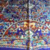 Lenço indiano de seda 100% estampado de elefantes azul