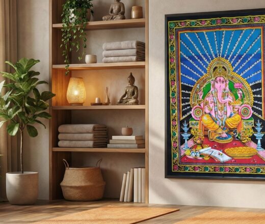 Painel grande clássico de deidade hindu Ganesha IV