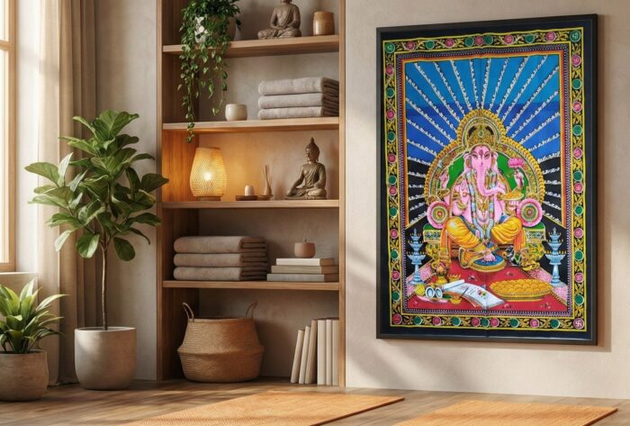 Painel grande clássico de deidade hindu Ganesha IV