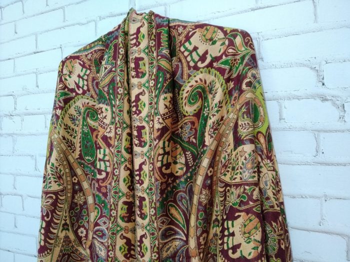 Lenço indiano dupla face algodão e viscose estampa elefantes e camelos